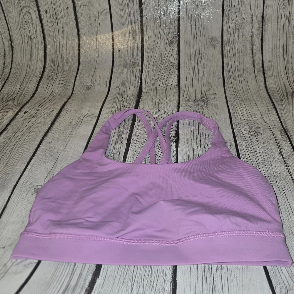 Lululemon Energy Bra Pink Strappy Back Size 6 Light Support Yoga Gym